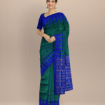 Dark green duke blue silk handloom sambalpuri saree