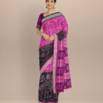 Multicolor deep pink silk handloom sambalpuri saree