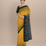 Yellow black silk handloom sambalpuri saree