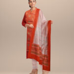 Orange dust storm handloom silk bomkai dress material