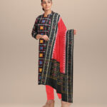 Black dark red handloom cotton sambalpuri dress material