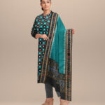 Dark green black handloom cotton sambalpuri dress material