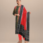 Multicolor dark red cotton handloom sambalpuri dress material