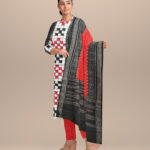 Multicolor dark red cotton sambalpuri handwoven dress material