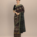 Brown black silk handloom khandua saree