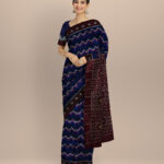 Sky blue claret silk handloom khandua saree