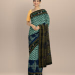 Multicolor black silk hand loom khandua saree