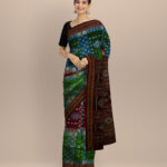 Multicolor dark red silk handloom khandua saree