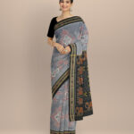 Grey black cotton handloom nuapatna saree