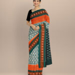 Multicolor dark green cotton handloom nuapatna saree