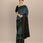 Multicolor black silk handwoven khandua saree