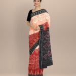 Multicolor black handloom nuapatna cotton saree