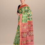 Dark moss green bright maroon silk handloom nabakothi khandua saree