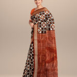 White chocolate silk handloom sambalpuri saree