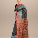 Black maroon silk handloom khandua saree