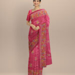 Flamingo pink silk handloom odisha ikat saree