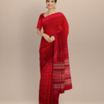 Red pink cotton handloom sonepur saree