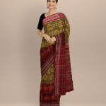 Light green maroon cotton handloom nuapatna saree