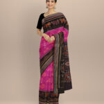 Purple black cotton handloom nuapatna saree
