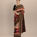Multicolor black cotton handloom sambalpuri saree