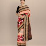 Multicolor black cotton handloom sambalpuri saree