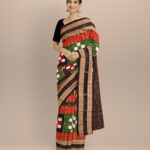 Multicolor black cotton handloom sambalpuri saree