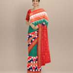 Dark green multi colour cotton handloom sambalpuri saree