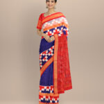 Navy blue multi colour cotton handloom sambalpuri saree