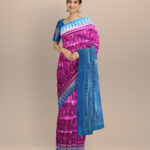 Purple Brandies Blue Gray Silk Handloom Sambalpuri Saree