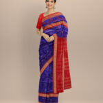 Navy blue dark red silk handloom sambalpuri saree