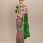Beige dark green silk handloom sambalpuri saree