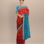 Red brilliant azure silk handloom sambalpuri saree