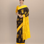 Black Yellow Silk Handloom Sambalpuri Saree