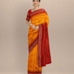 Orange dark red silk handloom bomkai saree