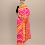 Pink orange silk handloom khandua saree