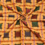 Yellow multicolour handloom cotton sambalpuri fabric