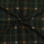 Dark green white & yellow cotton handloom sonepur fabric