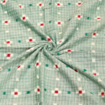 Teal green white red cotton handloom sambalpuri fabric