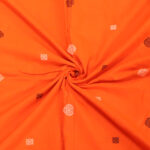 Orange white black cotton handloom sonepur fabric