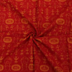 Red golden cotton handloom sambalpuri fabric