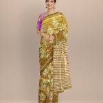Olive green dark tan silk handloom sambalpuri saree
