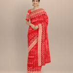 Red dark red silk handloom sambalpuri saree