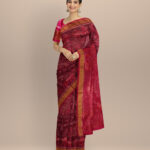 Violet dogwood rose silk handloom sambalpuri saree