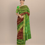 Brown dark pastel green silk handloom sambalpuri saree