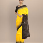 Yellow black silk handloom sambalpuri saree