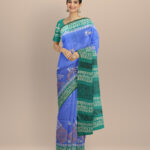 Navy blue turquoise silk handloom sambalpuri saree