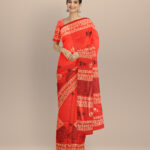 Red cream black silk handloom sambalpuri saree