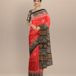 Red black silk handloom sambalpuri saree