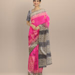 Purple gray silk handloom sambalpuri saree