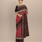 Pink multi colour cotton handloom sambalpuri saree
